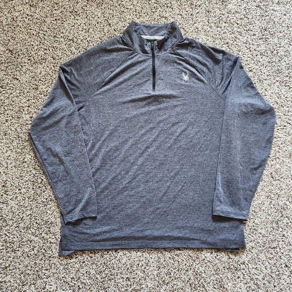 Spyder Active ProWeb Pullover shirt Mens XL Gray Ripstop 1/4 Zip Stretch - Picture 1 of 4